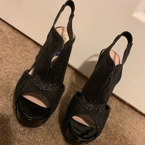 Black glitter heels